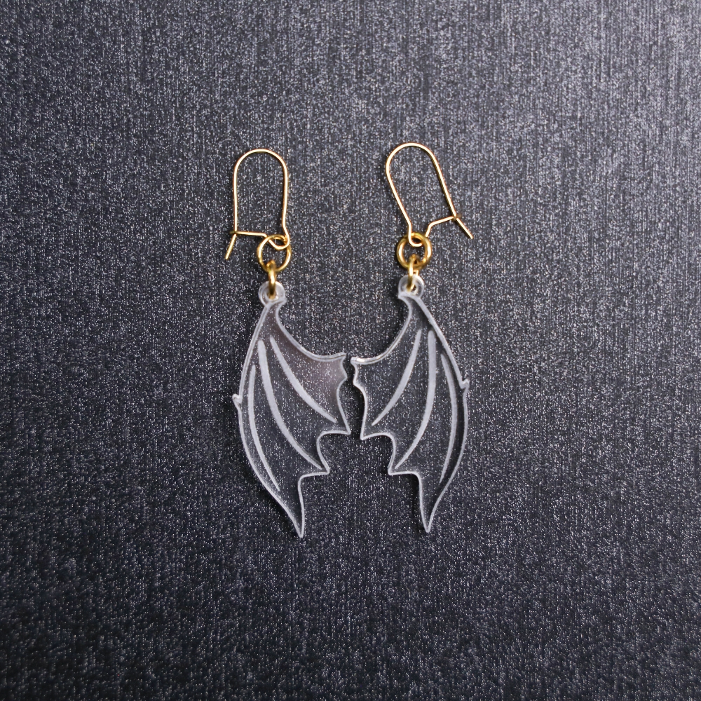 Bat Wings Clear Earrings