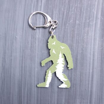Bigfoot Forest Engraved Green Bag Tag