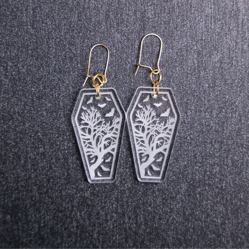 Coffin Clear Earrings