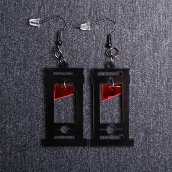 Guillotine Black Red Earrings