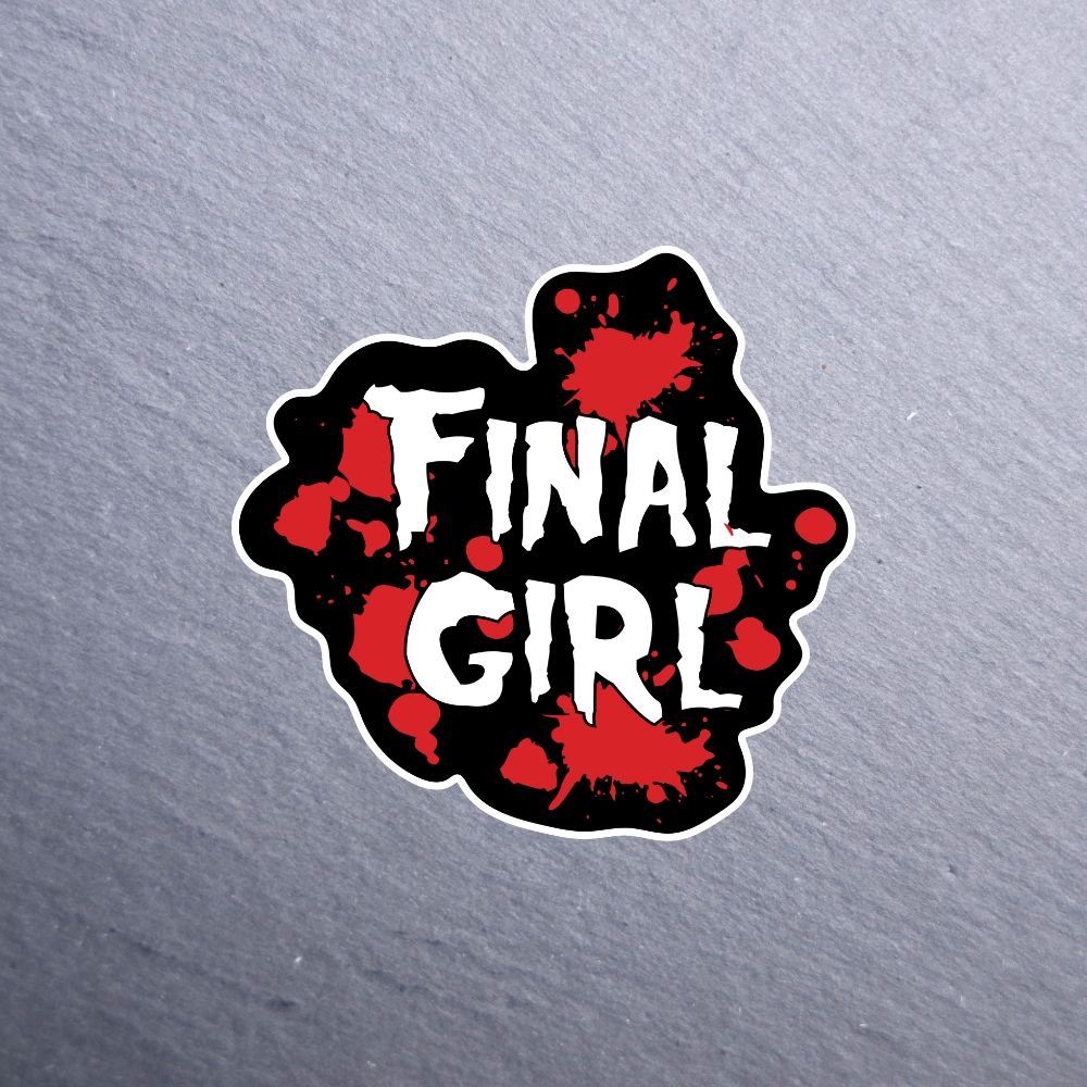 Final Girl Red Sticker. These stickers are made with printable vinyl with a vinyl top coat that is scratch-resistant and water resistant.