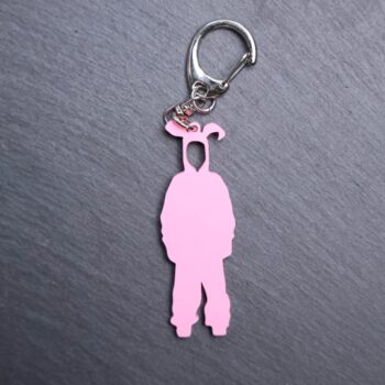 Ralphie Pink Nightmare Bag Tag. Acrylic designed charm with a swivel lobster snap hook in high quality metal alloy.