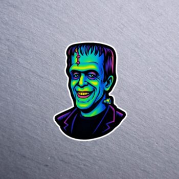 Neon Herman Sticker. These stickers are made with printable vinyl with a vinyl top coat that is scratch-resistant and water resistant.