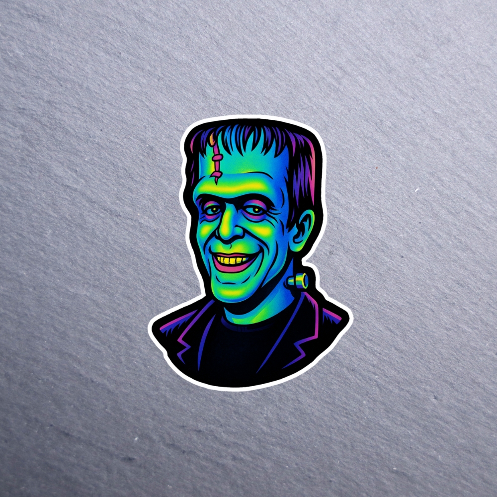 Neon Herman Sticker. These stickers are made with printable vinyl with a vinyl top coat that is scratch-resistant and water resistant.