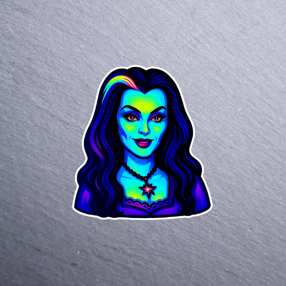 Neon Lily Sticker. These stickers are made with printable vinyl with a vinyl top coat that is scratch-resistant and water resistant.