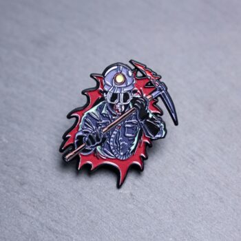 Bloody Valentine Enamel Pin is blue and bloody. These enamel pins are made with metal. These enamel pins are colorful, with a black backing.