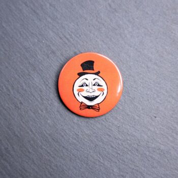 Vintage Moon Button. These buttons are made with photo paper, metal round, and metal backing. These buttons are vibrant and fun to use on bags or vests.