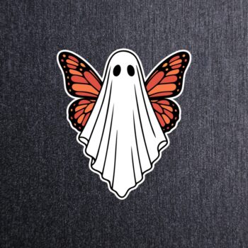 Butterfly Ghost Sticker These stickers are made with printable vinyl with a vinyl top coat that is scratch-resistant and water resistant.