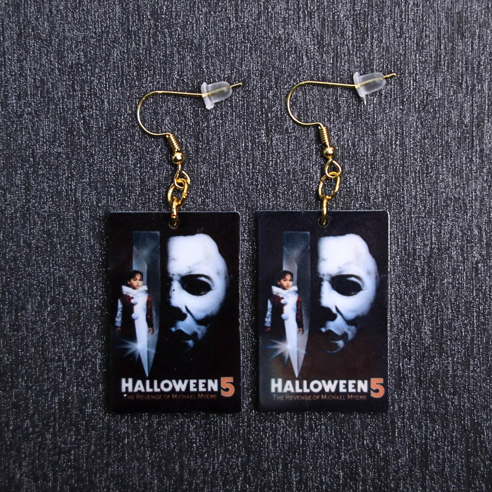 Halloween 5 Earrings. These earrings are made with acrylic and hand heat pressed. Comes with 18k plated gold hooks that is nickel free.