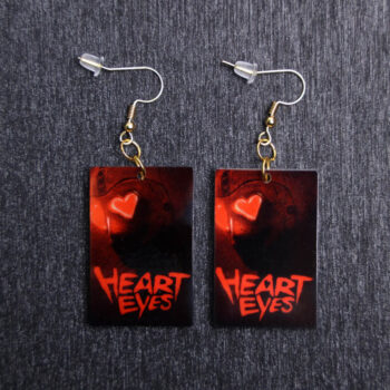 Heart Eyes Poster Earrings. These earrings are made with acrylic and hand heat pressed. Comes with 18k plated gold hooks that is nickel free.