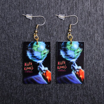 Killer Klowns Poster Earrings. These earrings are made with acrylic and hand heat pressed. Comes with 18k plated gold hooks that is nickel free.