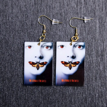 Silence Of The Lambs Poster Earrings. These earrings are made with acrylic and hand heat pressed. Comes with 18k plated gold hooks that is nickel free.