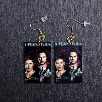 Supernatural Poster Earrings. These earrings are made with acrylic and hand heat pressed. Comes with 18k plated gold hooks that is nickel free.