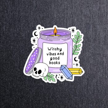 Witchy Vibes Candle Sticker. These stickers are made with printable vinyl with a vinyl top coat that is scratch-resistant and water resistant.