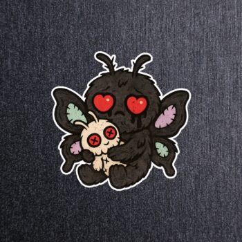 Mothman Teddy Sticker. These stickers are made with printable vinyl with a vinyl top coat that is scratch-resistant and water resistant.