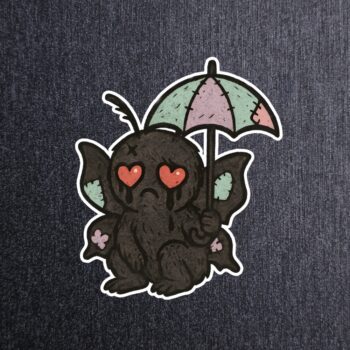 Mothman Umbrella Sticker. These stickers are made with printable vinyl with a vinyl top coat that is scratch-resistant and water resistant.