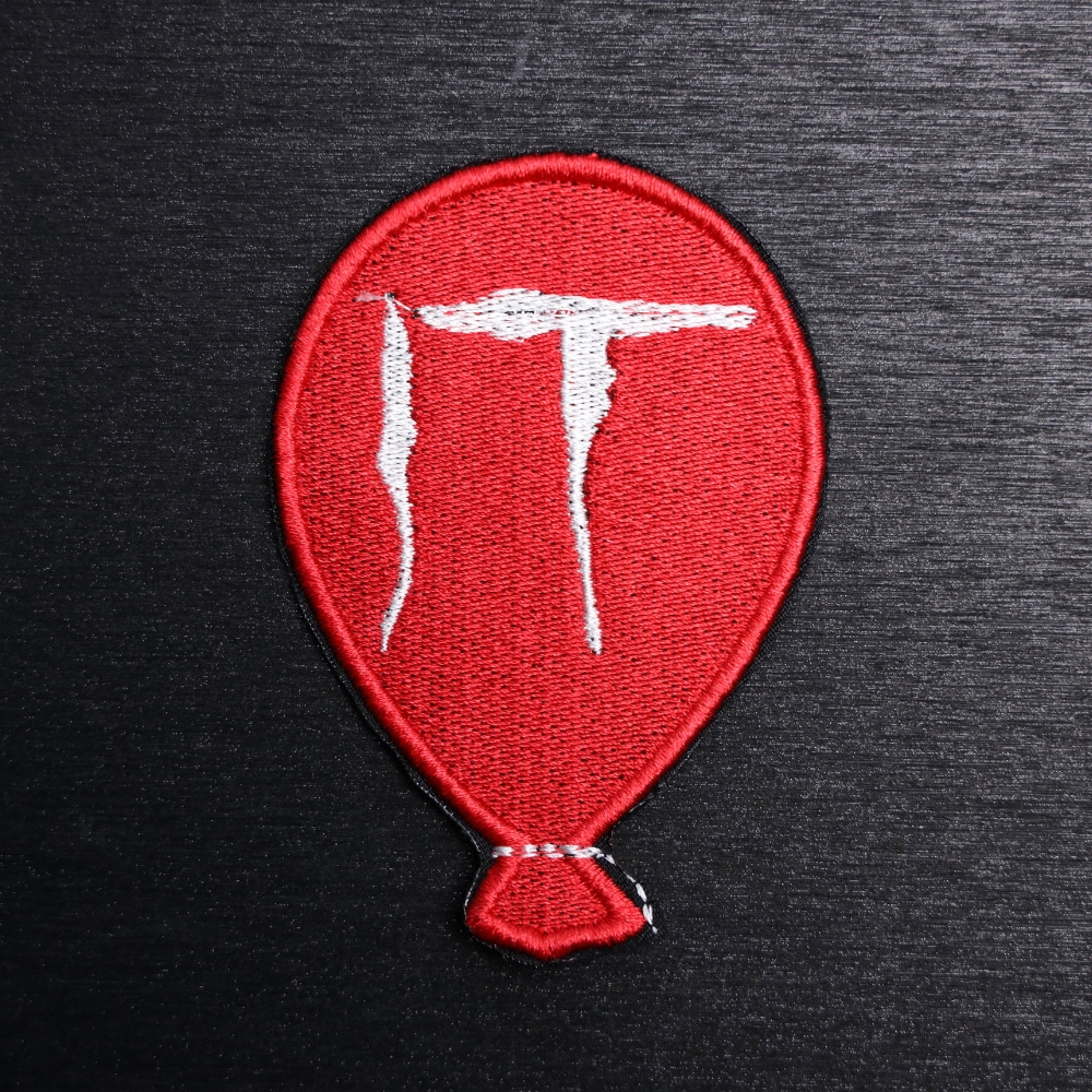 IT Balloon Patch Sew On in red and white. Beautifully embroidered design which is sew on design. Just sew or glue with E6000 glue onto your favorite bag, vest, or clothing.