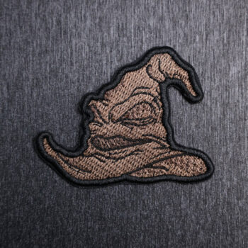 Sorting Hat Patch Sew On in brown, dark brown, and black. Beautifully embroidered design which is sew on design. Just sew or glue with E6000 glue onto your favorite bag, vest, or clothing.