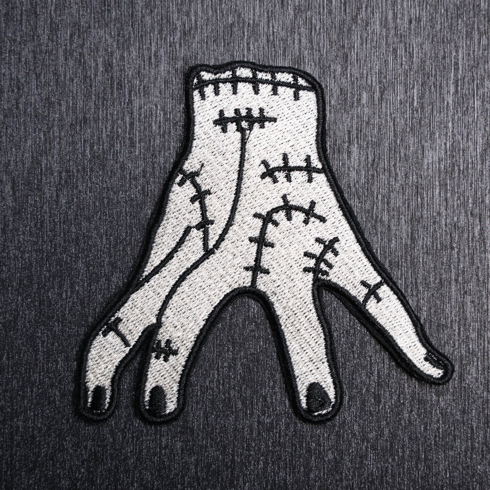 Thing Patch Sew On in cream and black. Beautifully embroidered design which is sew on design. Just sew or glue with E6000 glue onto your favorite bag, vest, or clothing.